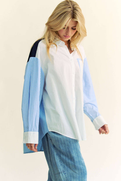 Abstract Stripe Button Down Shirt