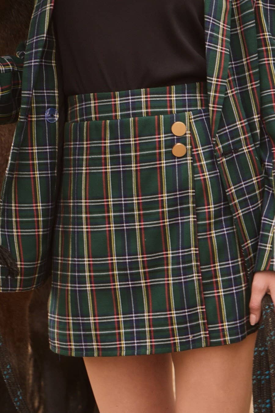 Plaid Front Wrap Skorts