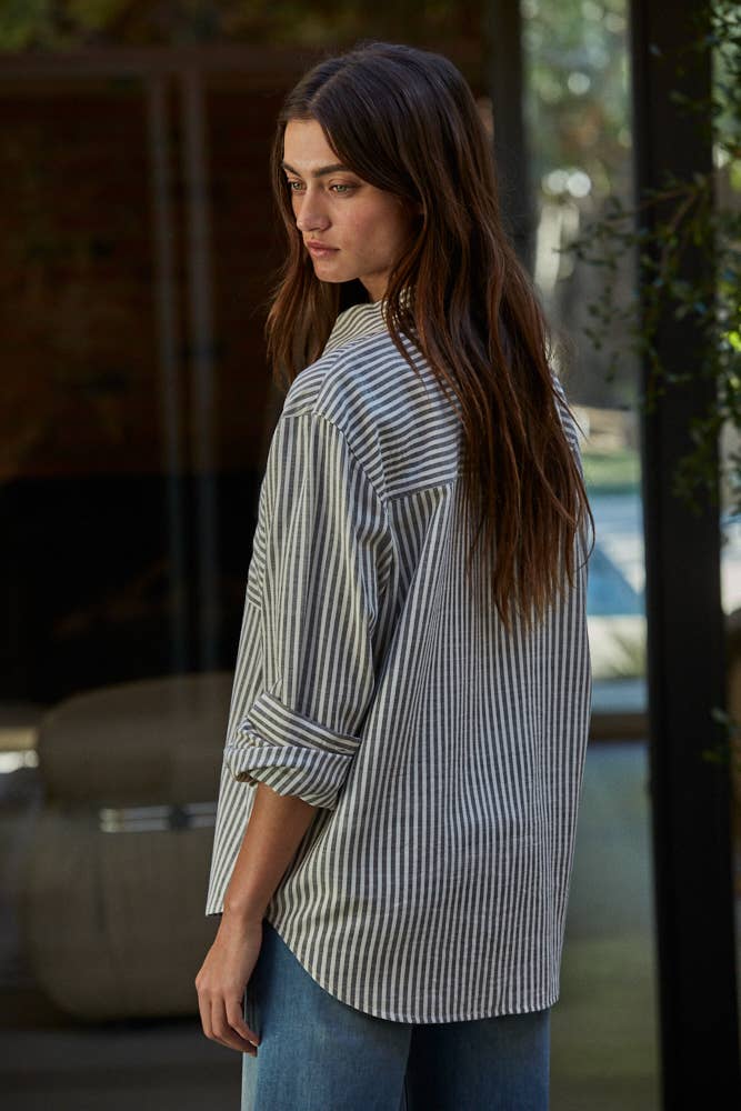 Striped Long-Sleeve Button Down