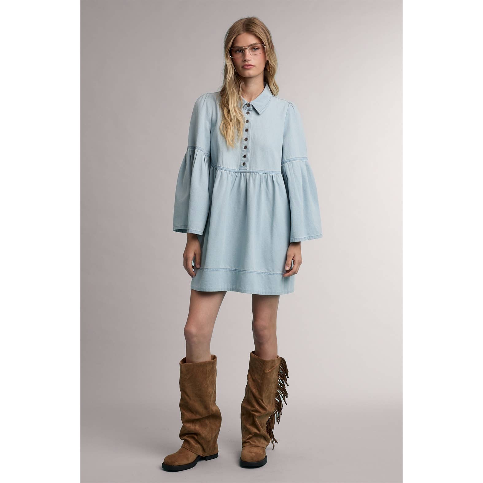 Denim Babydoll Mini Dress