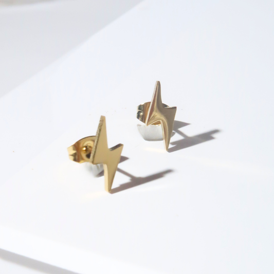 Gold Lightening Bolt Studs