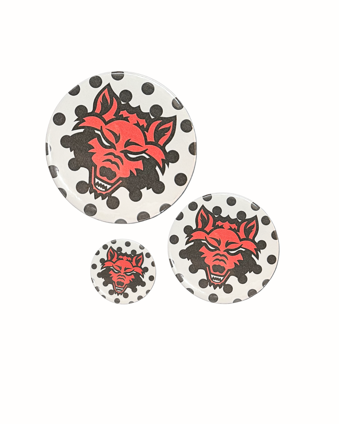 Polka Dot Red Wolf Button