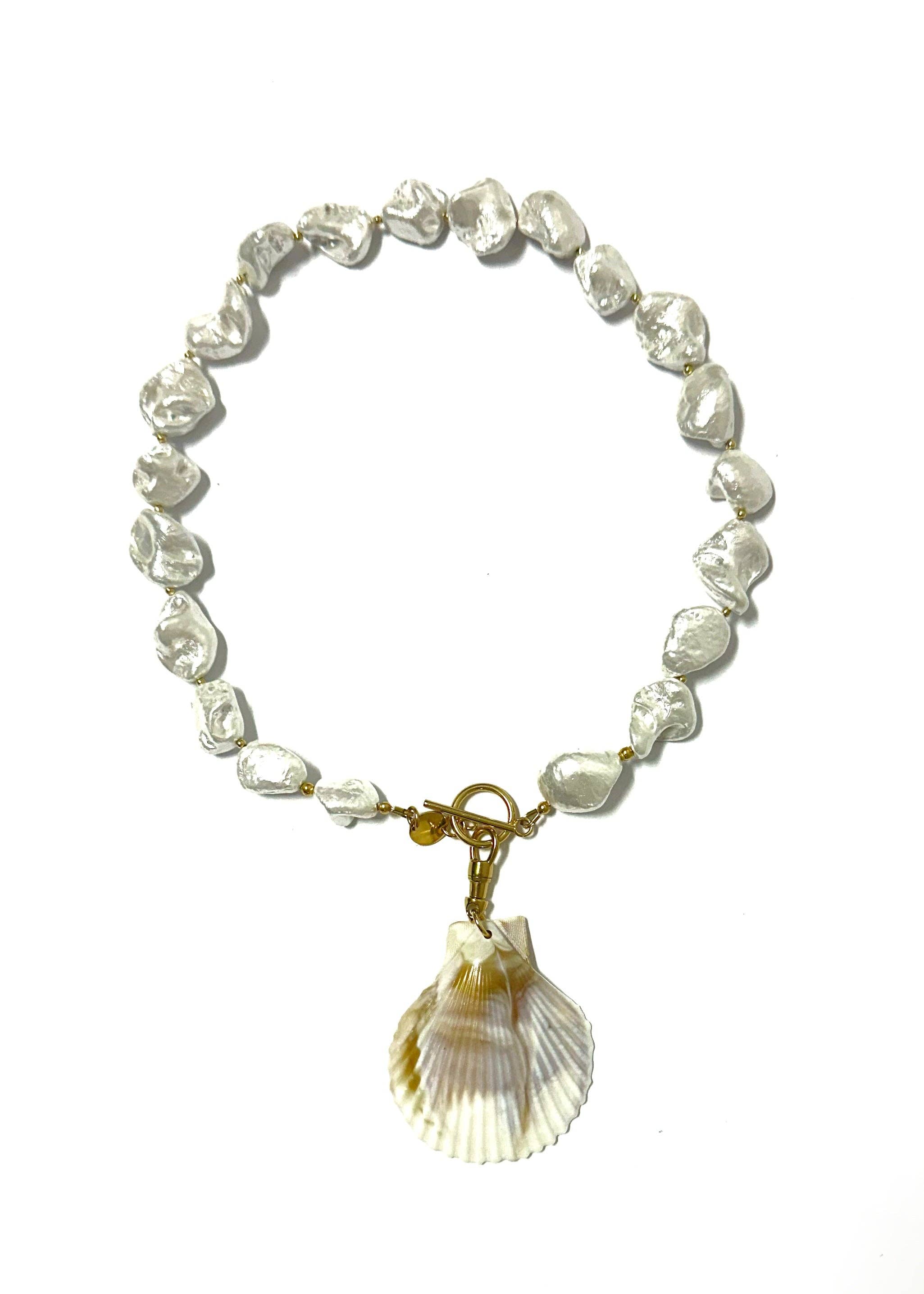 Cheraw Glass Pearls Beaded Necklace with Removable Pendant