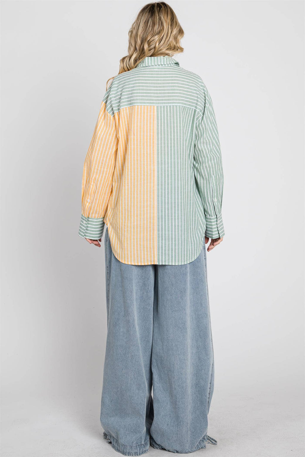 Oversized Stripe Button-Up Shirt
