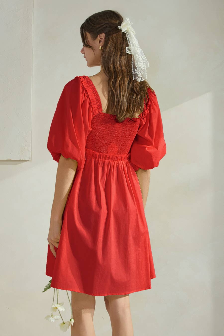 Solid Poplin Babydoll Mini Dress