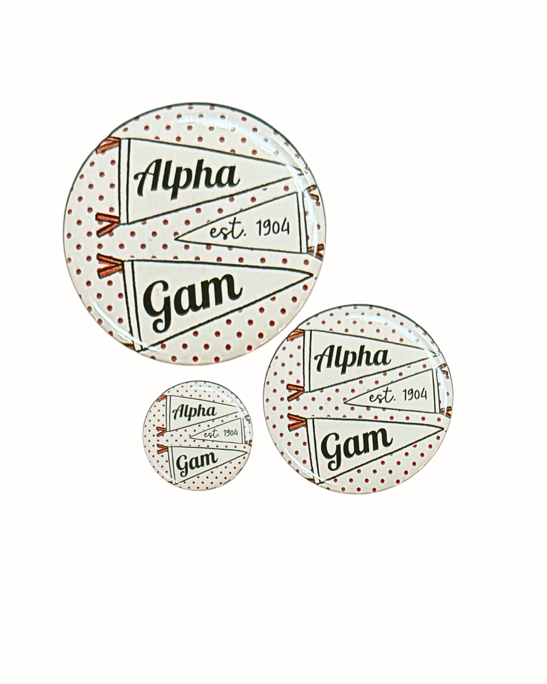 Alpha Gam Polka Dot Pennant Flag Button