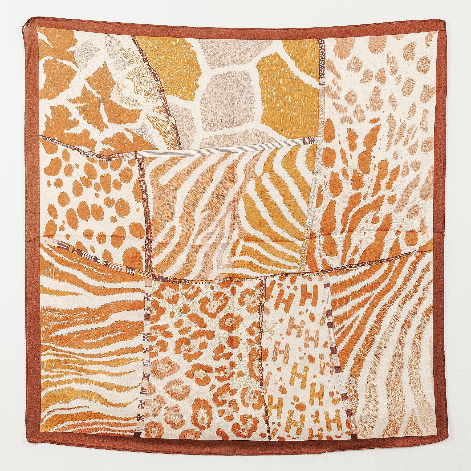 Animal Print Polyester Silk-Feel Safari Square Scarf
