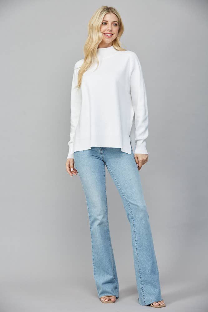 White Mock Neck Sweater
