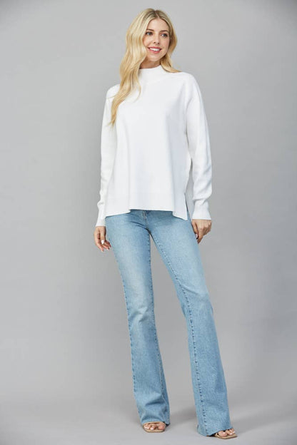 White Mock Neck Sweater