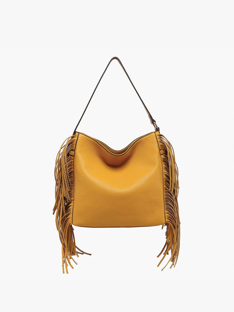 Side Fringe Satchel w/ Decorative Closure
