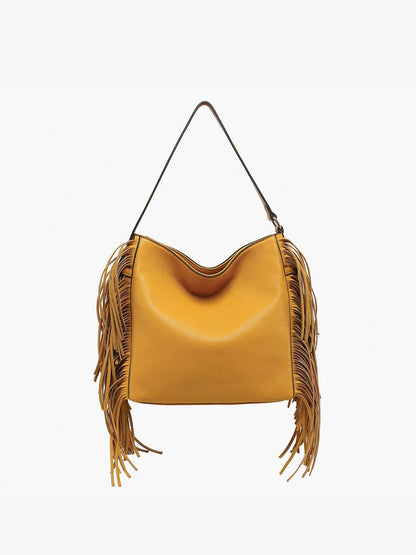 Side Fringe Satchel w/ Decorative Closure
