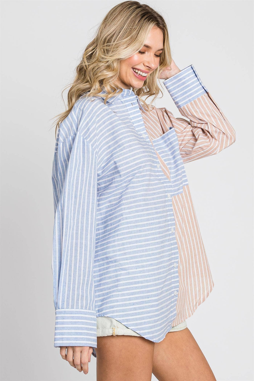 Oversized Stripe Button-Up Shirt