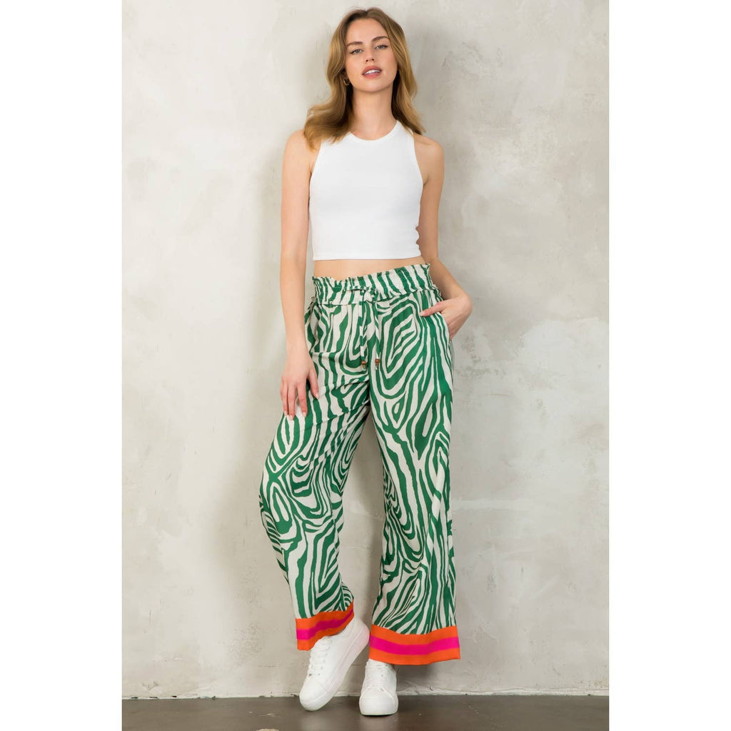 Zebra Print Wide Leg Pants