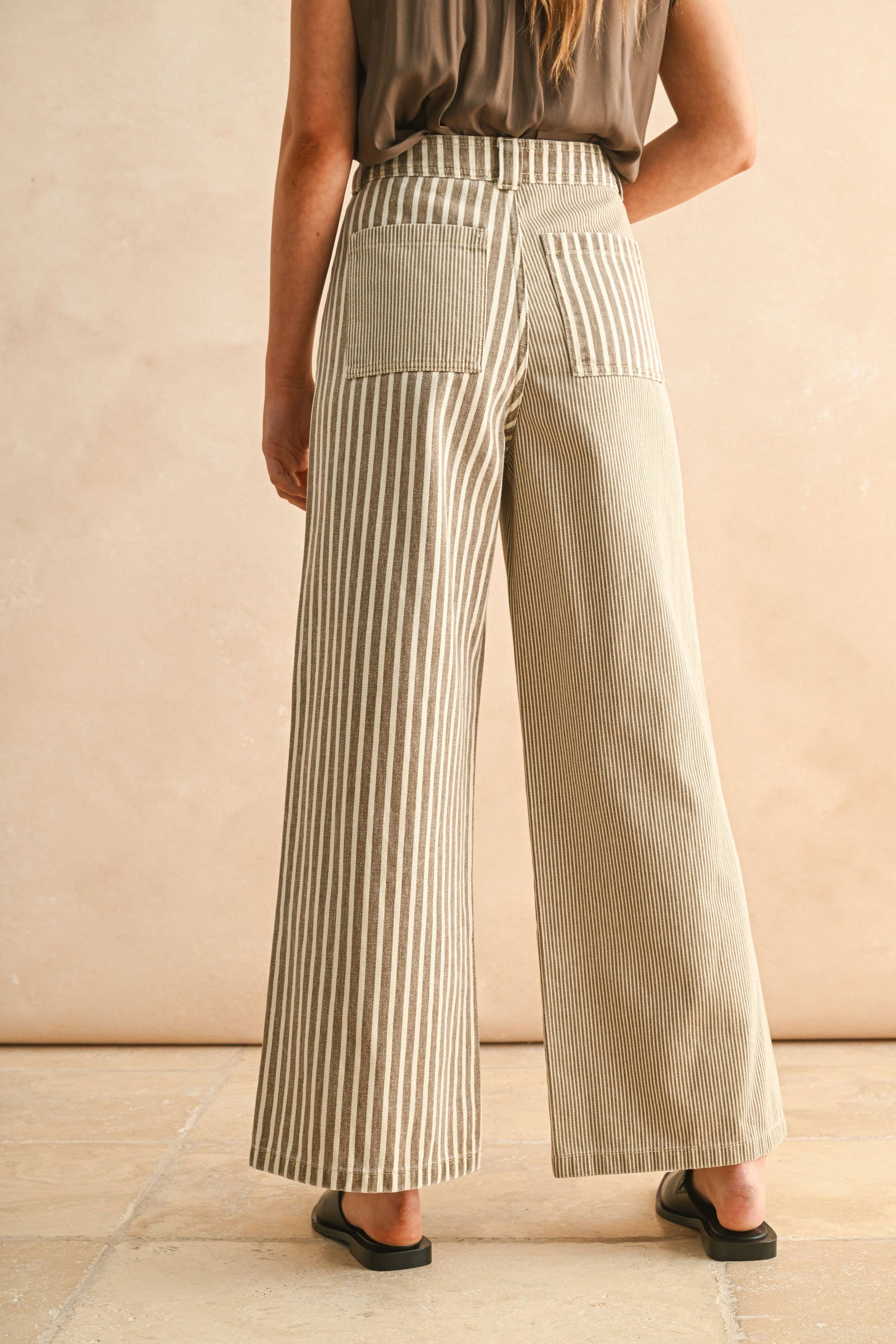 Striped Wide Leg Crop Pants