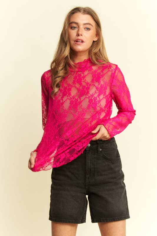 Mesh Floral Print Burnout Shirt