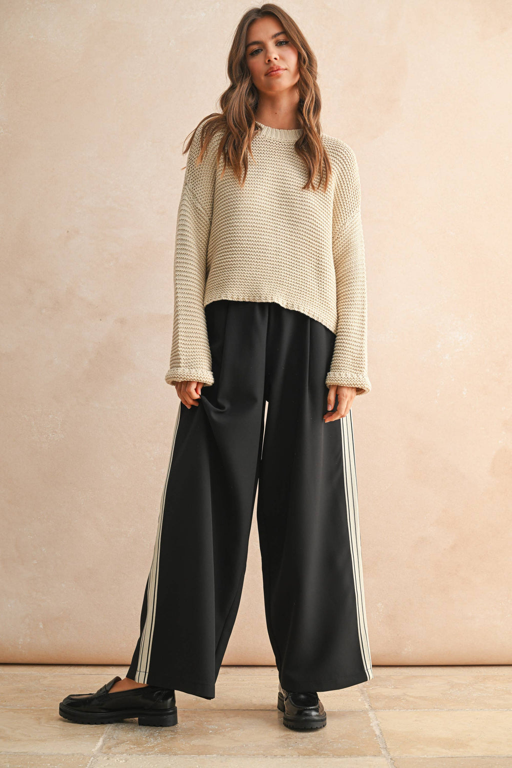 Cream Knitted Sweater Top