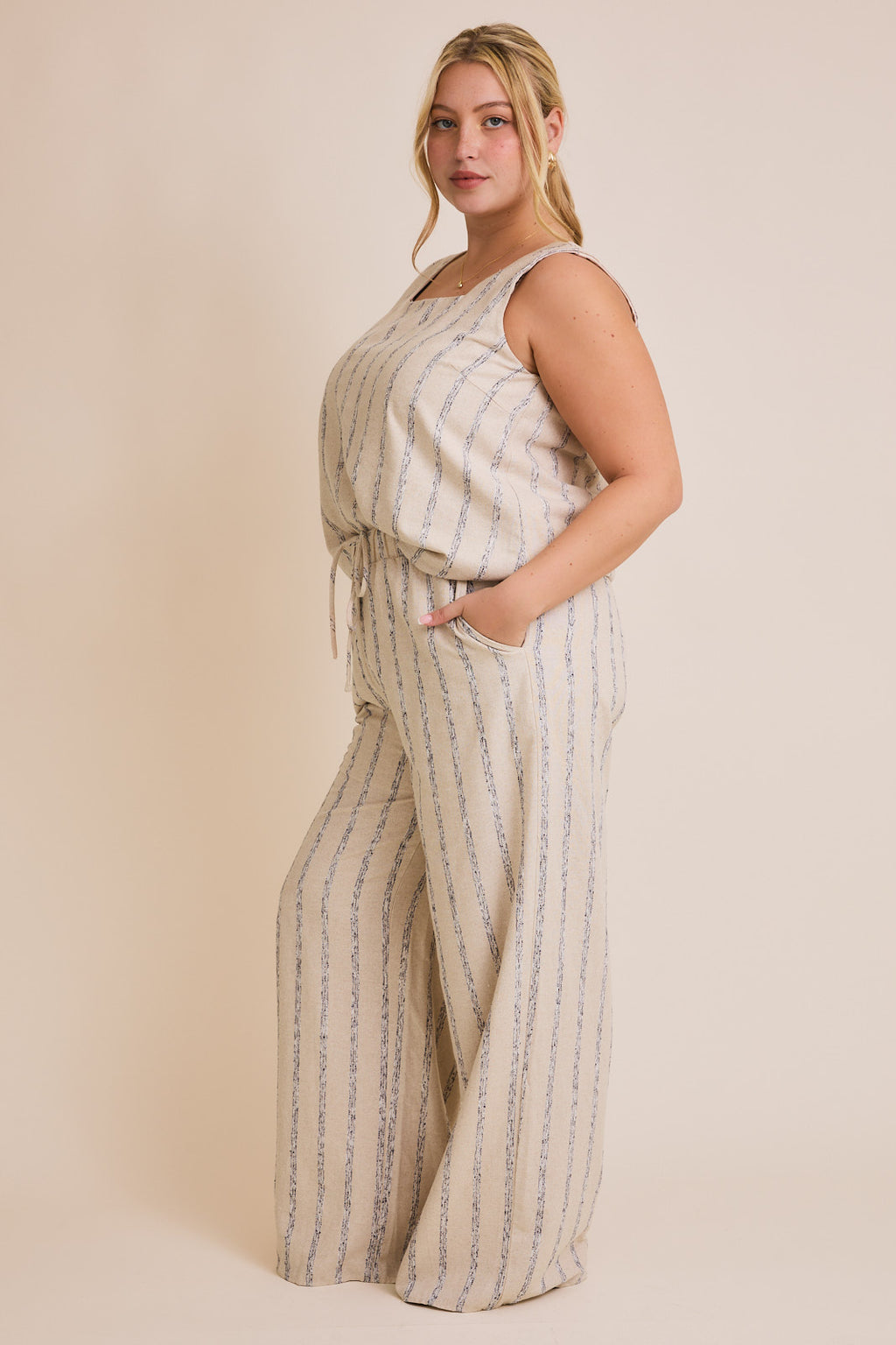 Striped Linen Blend Pants