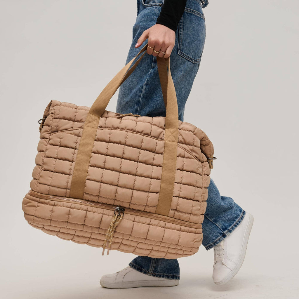 Globetrotter Quilted Nylon Puffer Travel Weekender Bag