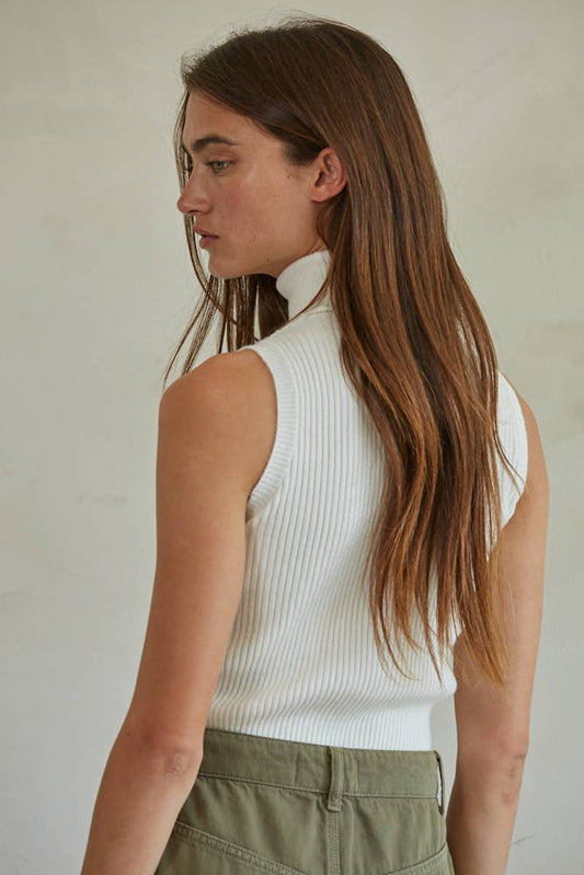 Knit Turtleneck Sleeveless Top