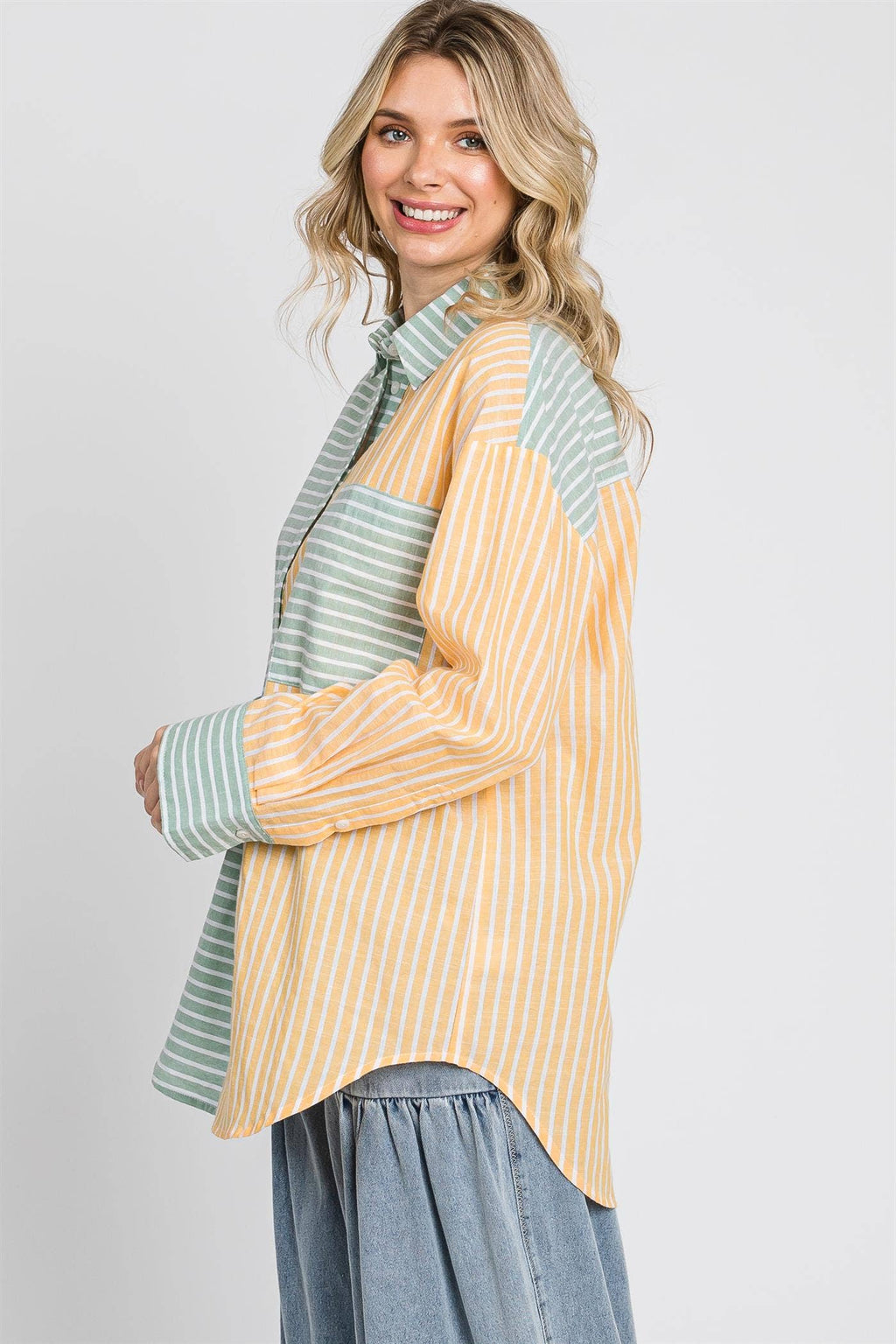 Oversized Stripe Button-Up Shirt