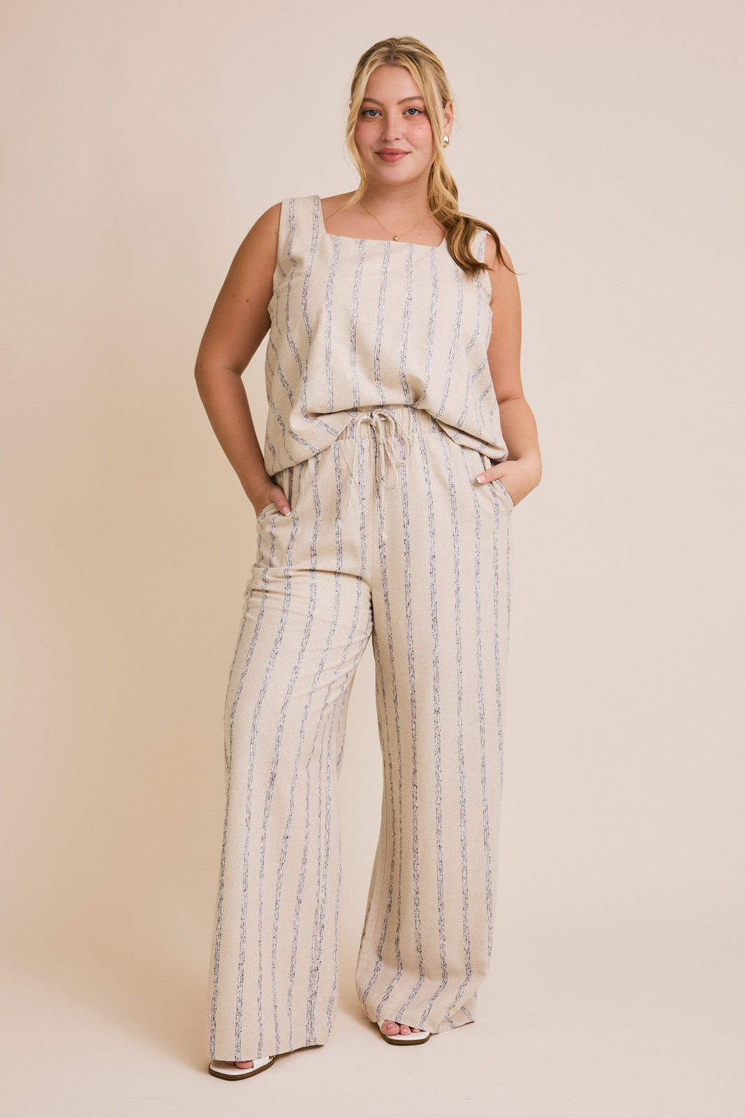 Striped Linen Blend Pants