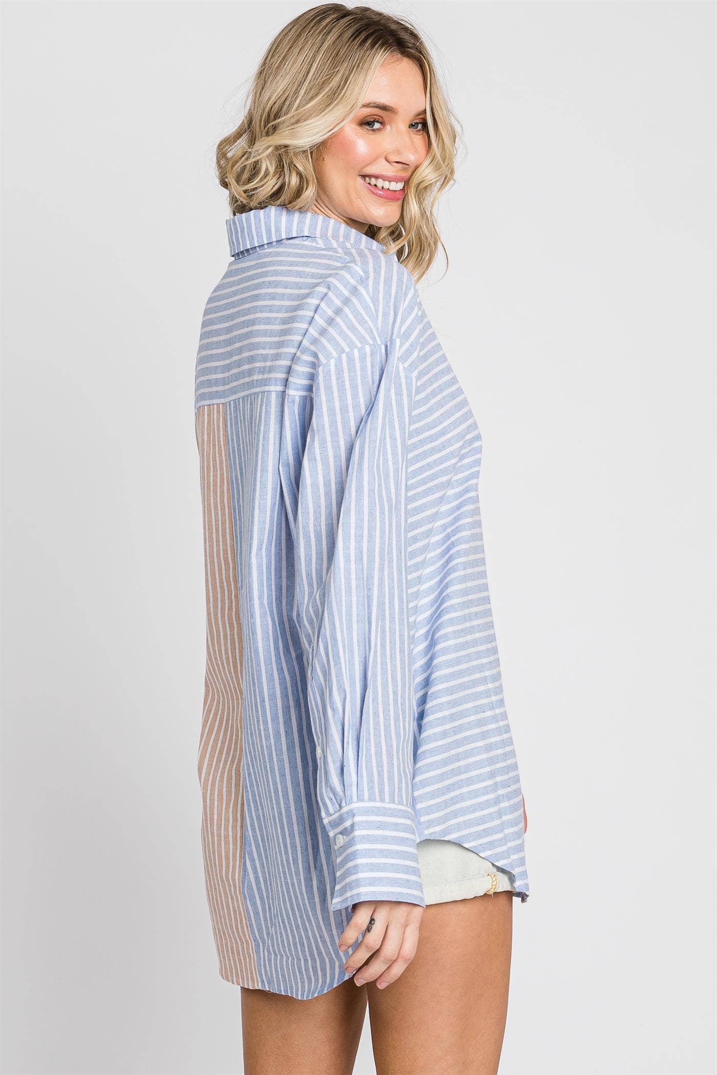 Oversized Stripe Button-Up Shirt