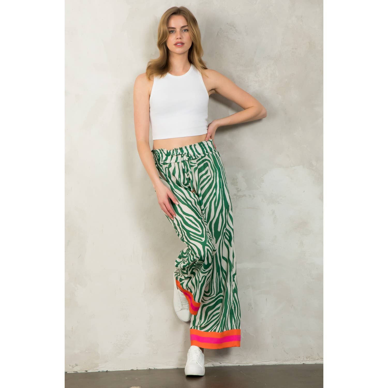 Zebra Print Wide Leg Pants