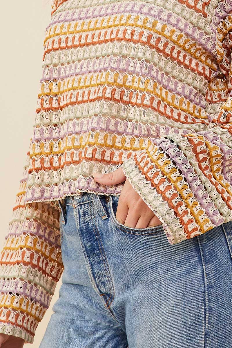 Multicolor Loose Knit Relaxed Top