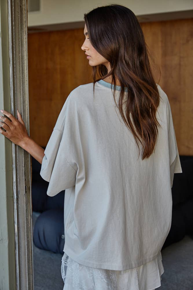 Oversized Contrast Crew Neck T-Shirt