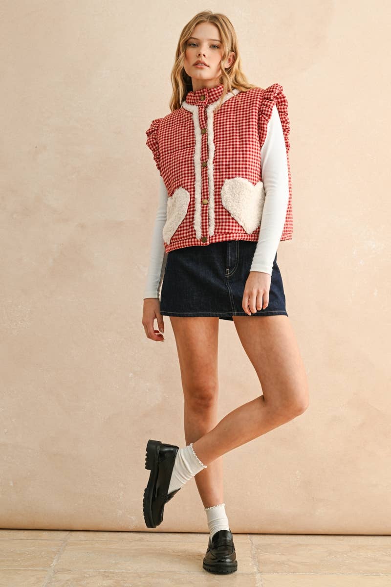 Gingham Heart-Pocket Vest
