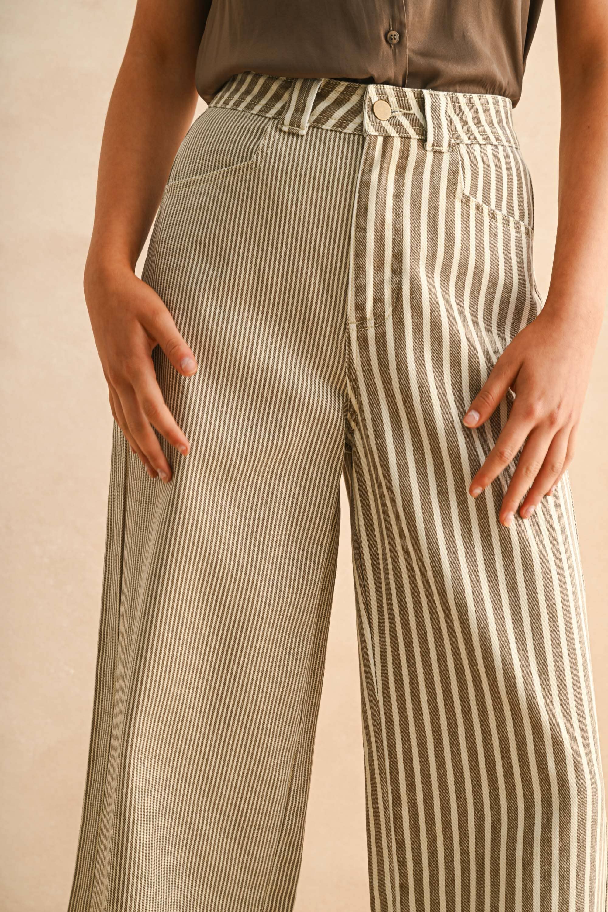 Striped Wide Leg Crop Pants