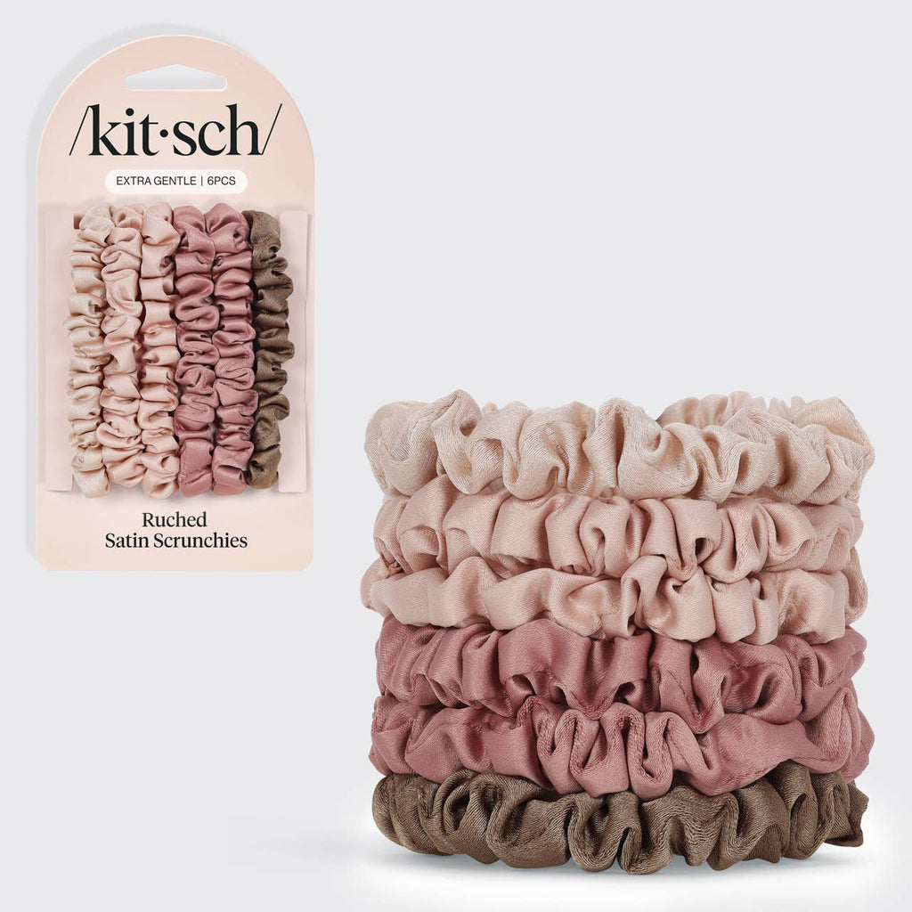 Ultra Petite Satin Scrunchies 6pc - Terracotta