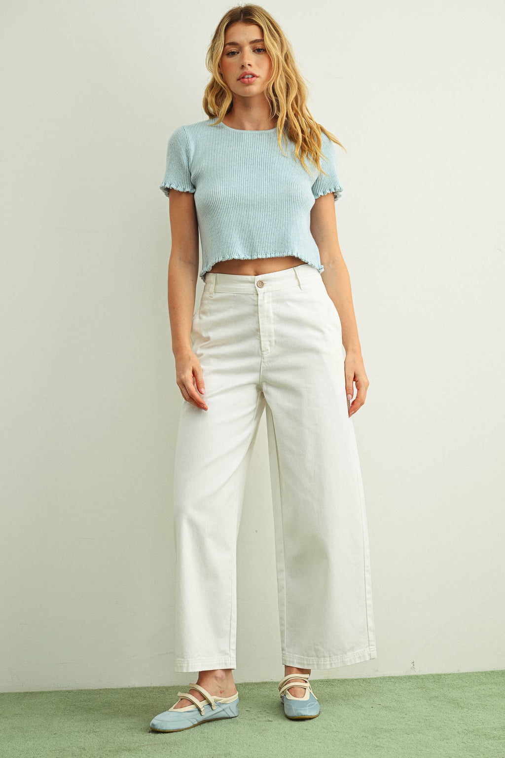 White Cotton Barrel Pants