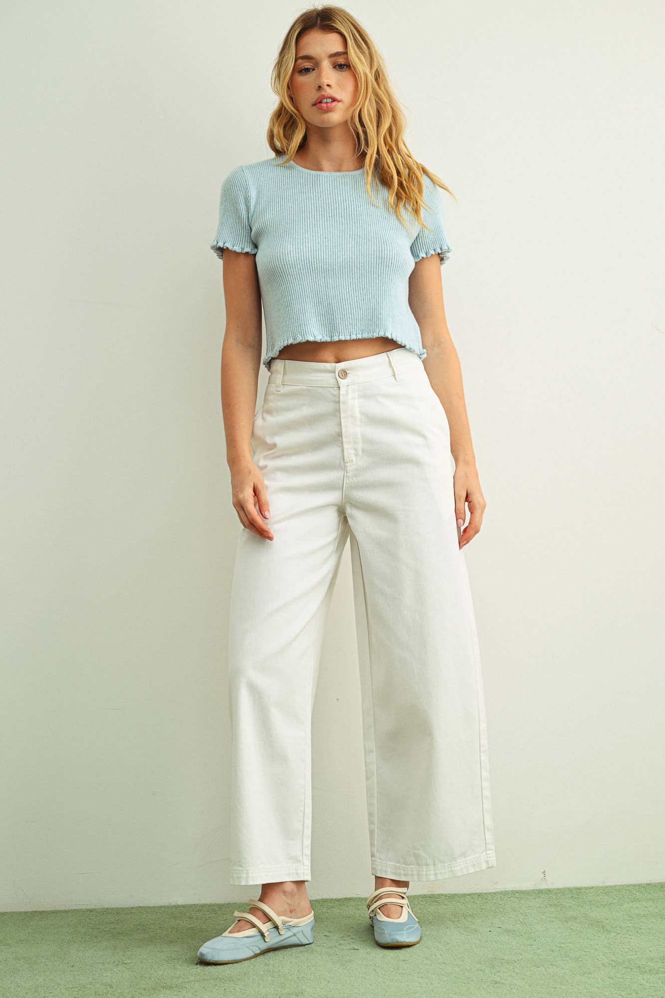 White Cotton Barrel Pants