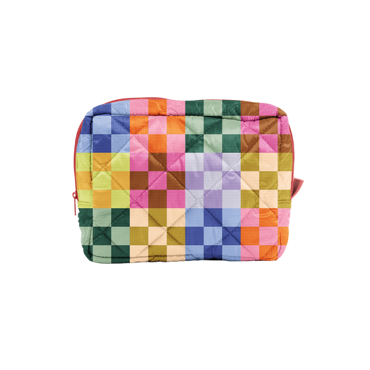 Bold Checker Puffy Pouch