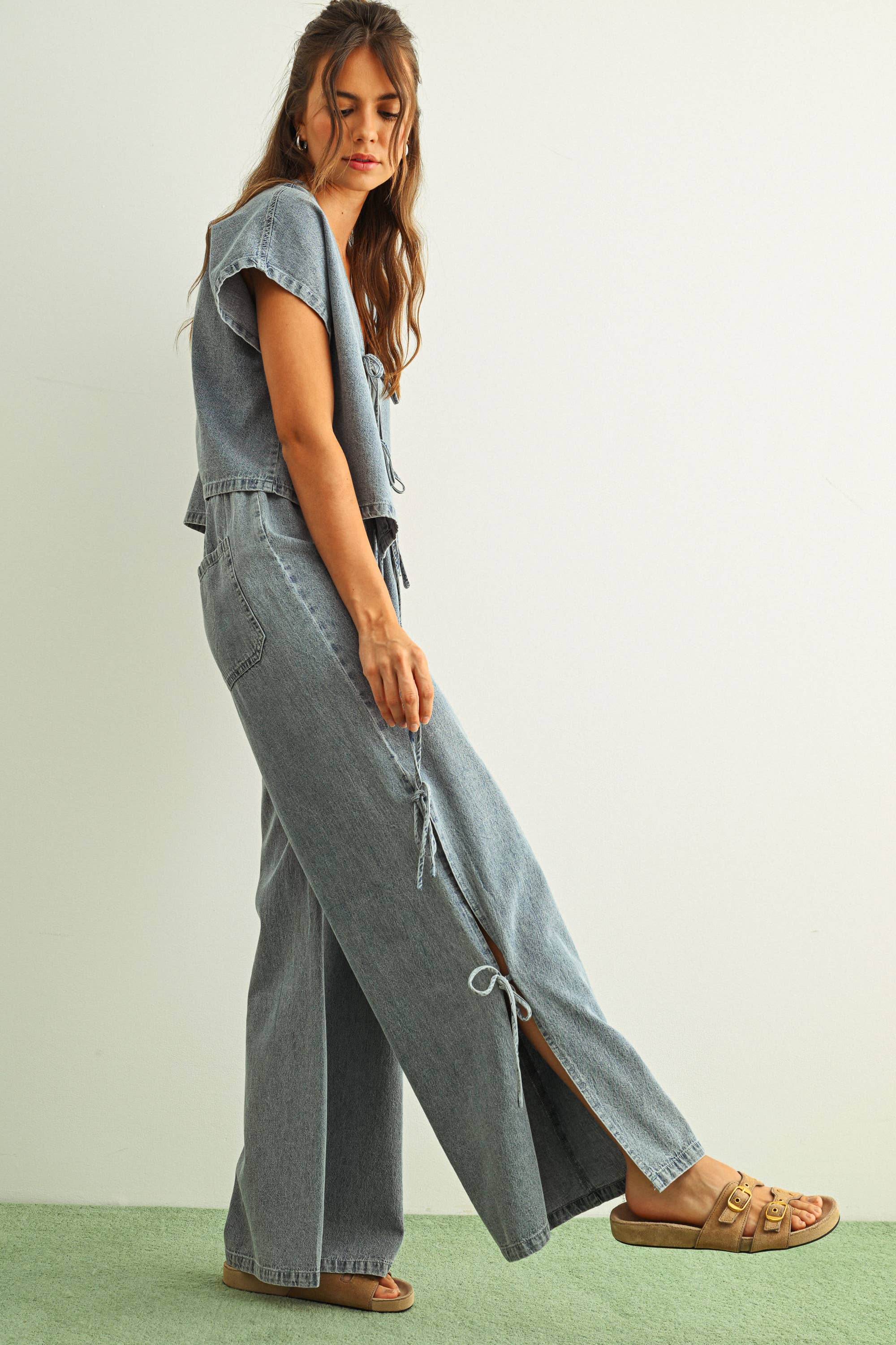 Denim Tie Pants