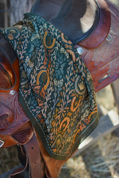 Western Harvest in Deep Juniper Silk Wild Rag Scarf