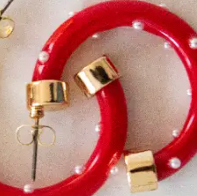 Small Red (with Pearls) Hoo Hoops