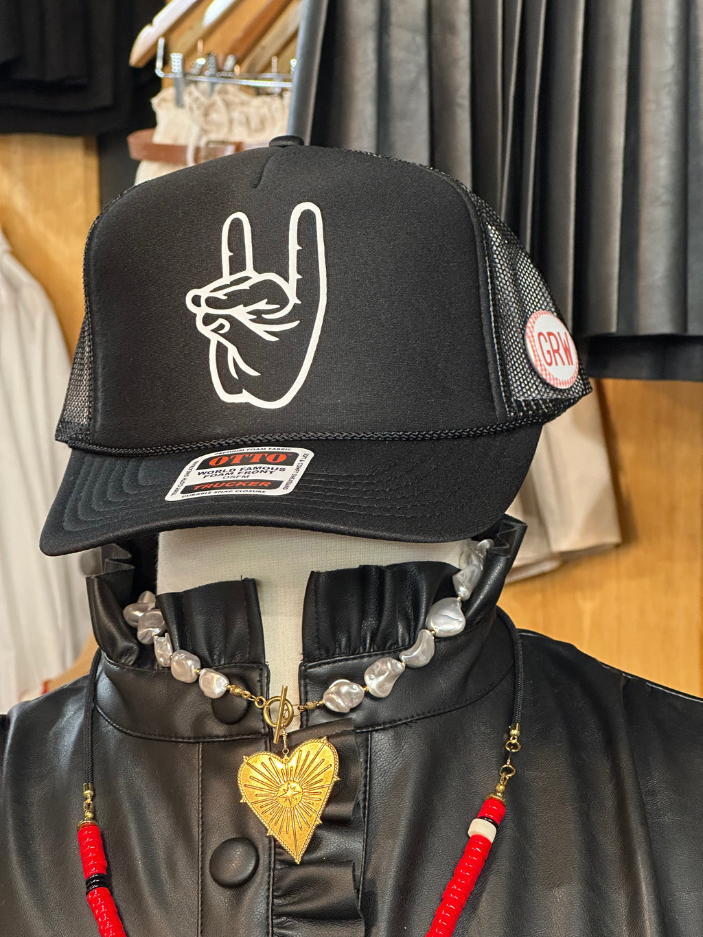 Wolves Up Foam Trucker in Black