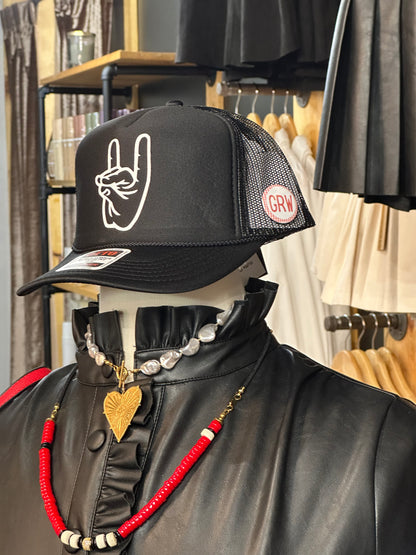 Wolves Up Foam Trucker in Black