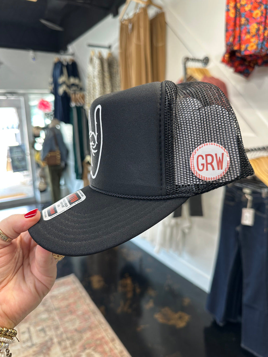 Wolves Up Foam Trucker in Black