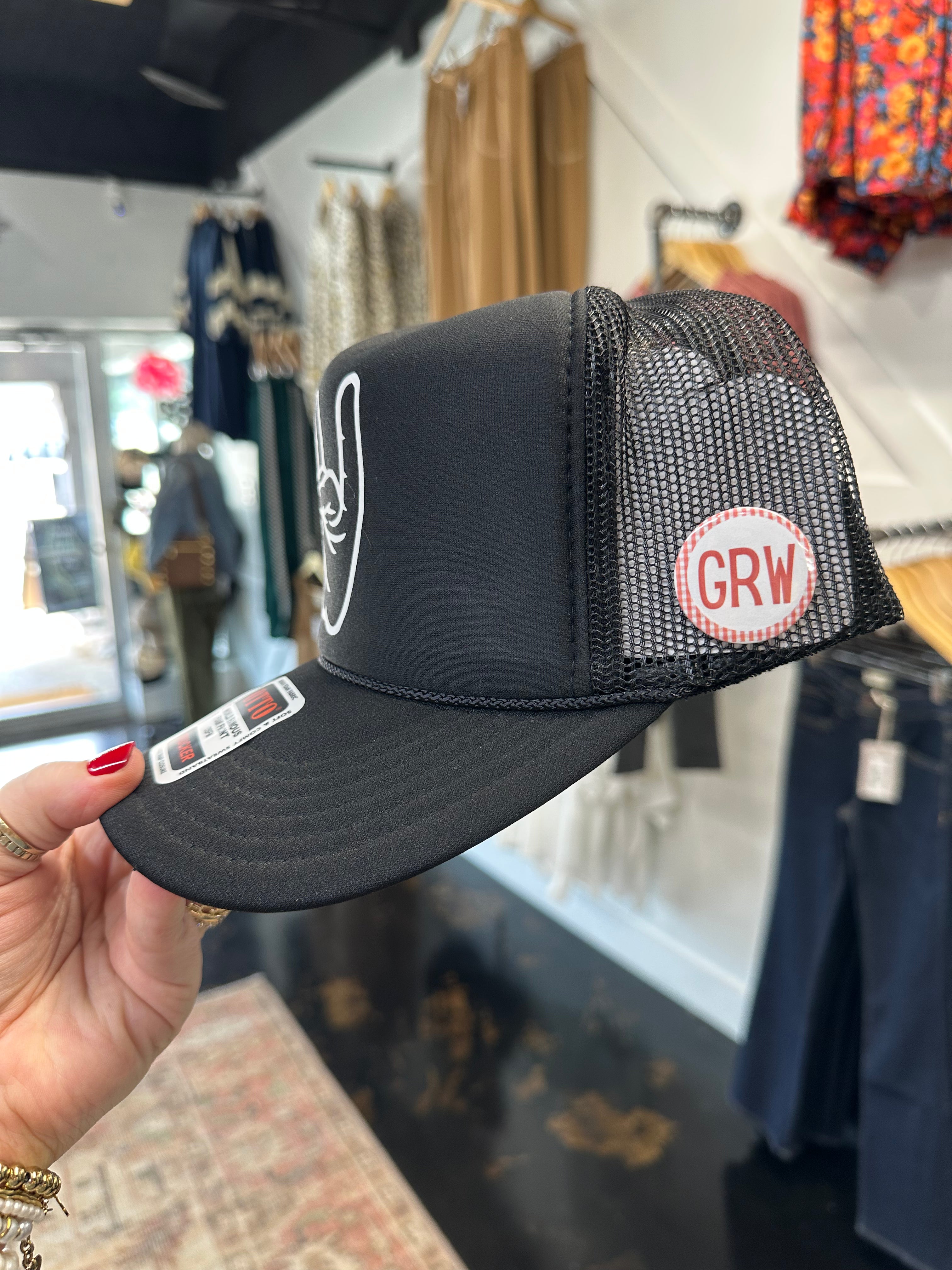 Wolves Up Foam Trucker in Black