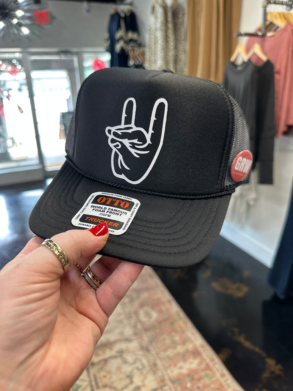 Wolves Up Foam Trucker in Black