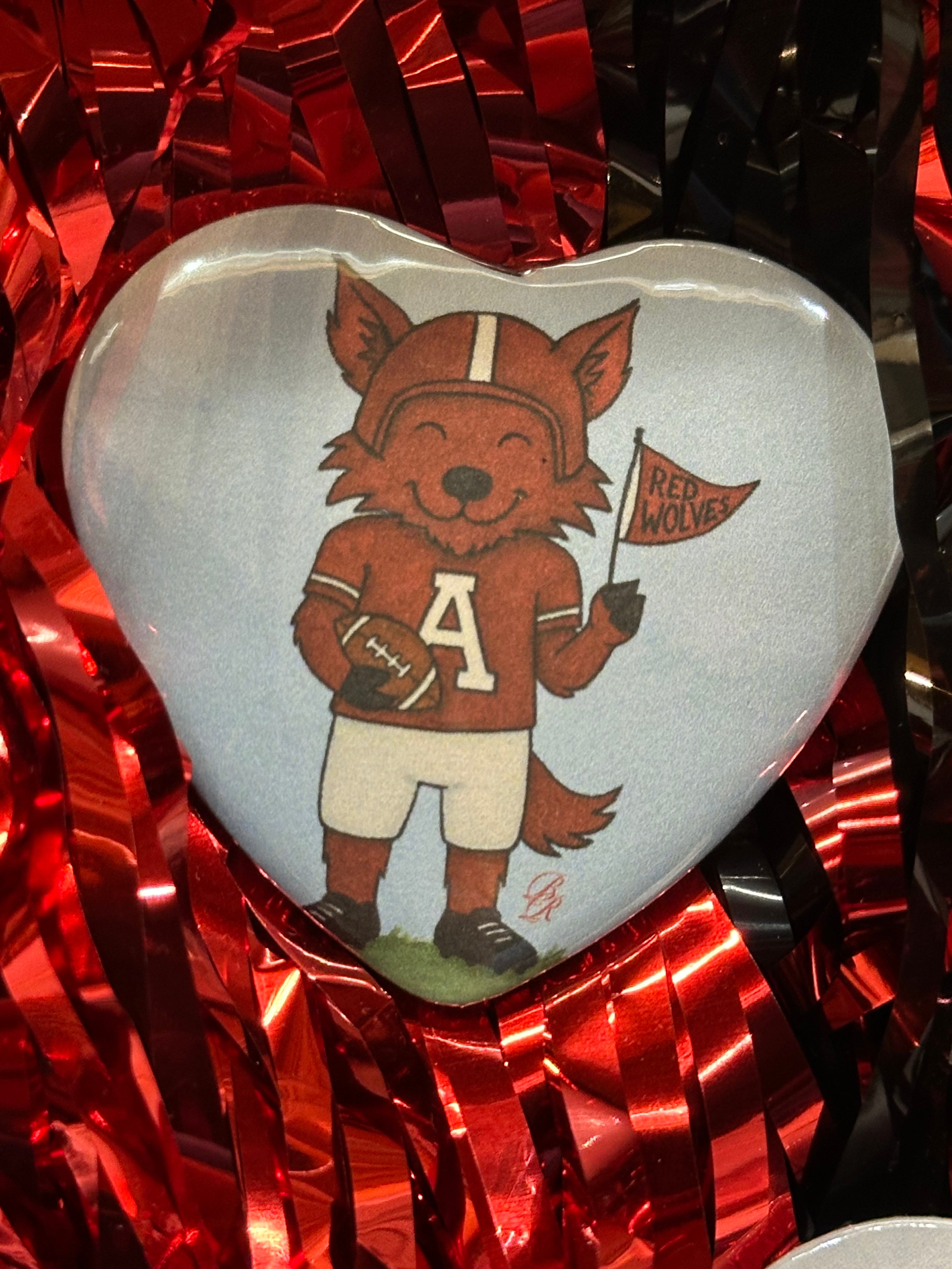 Game Day Buttons - Medium Heart (2.25")
