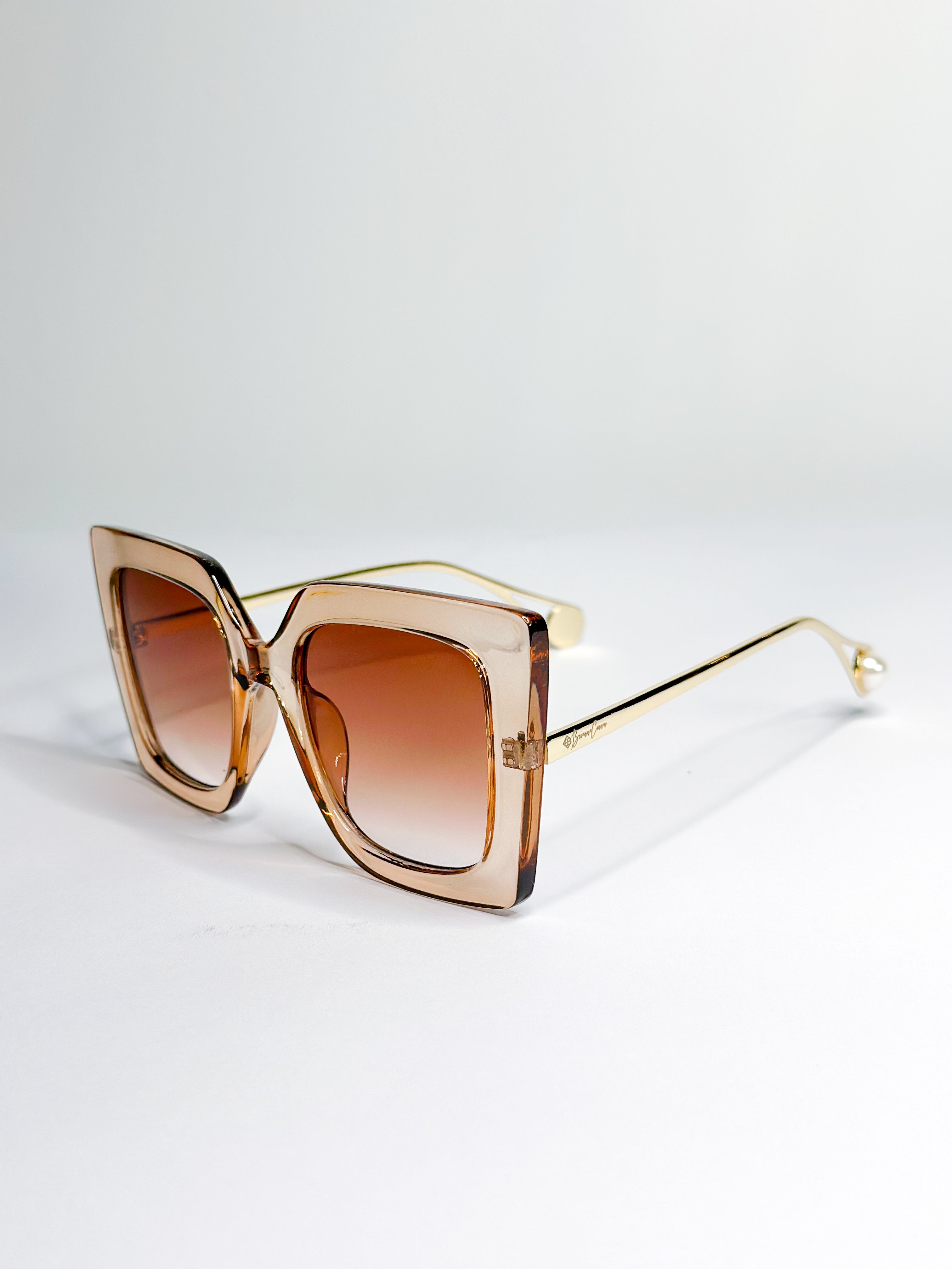 RETRO TAN SQUARE FRAME SUNGLASSES