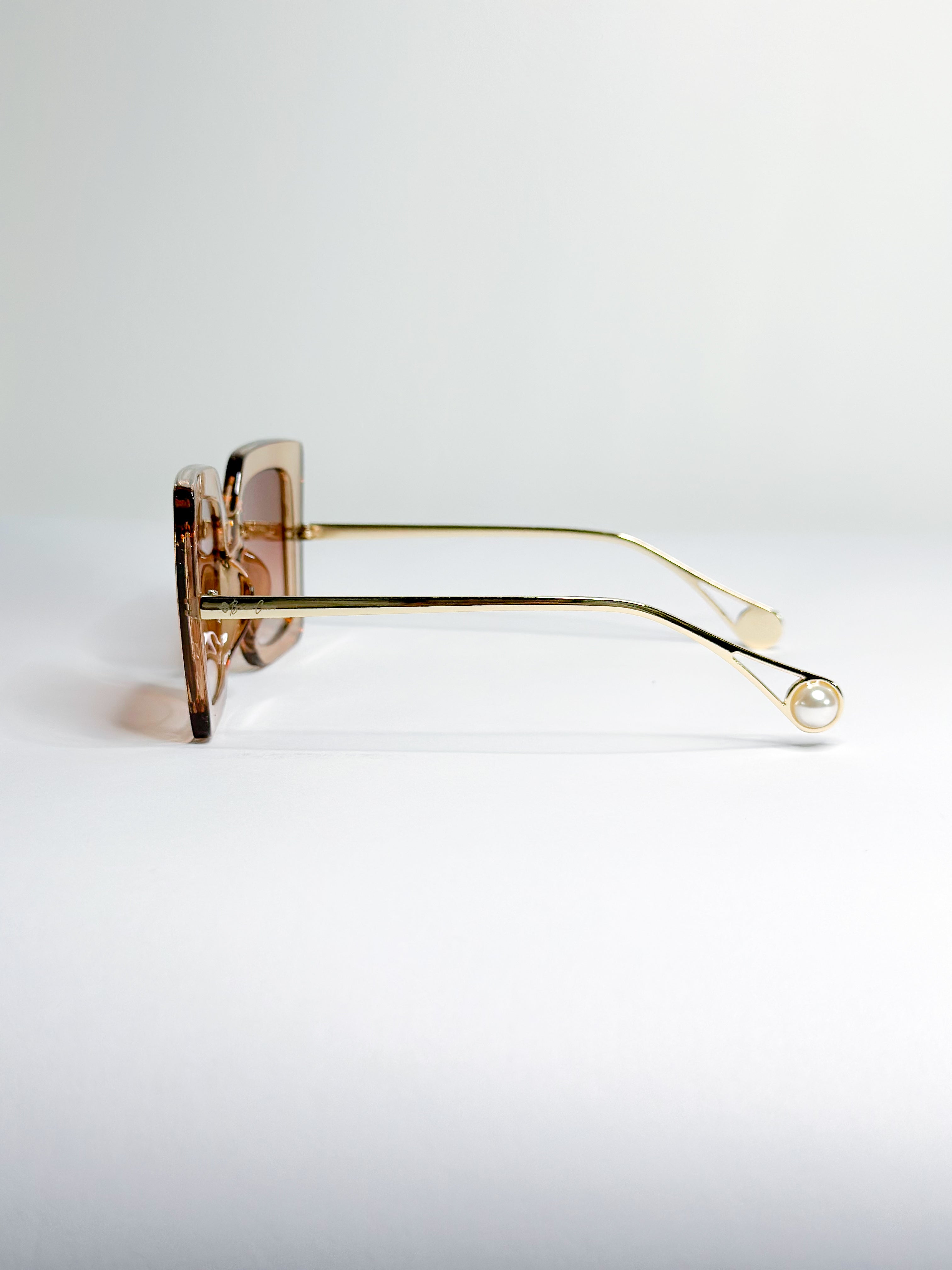 RETRO TAN SQUARE FRAME SUNGLASSES