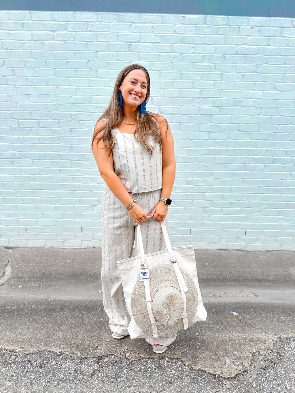Striped Linen Blend Pants