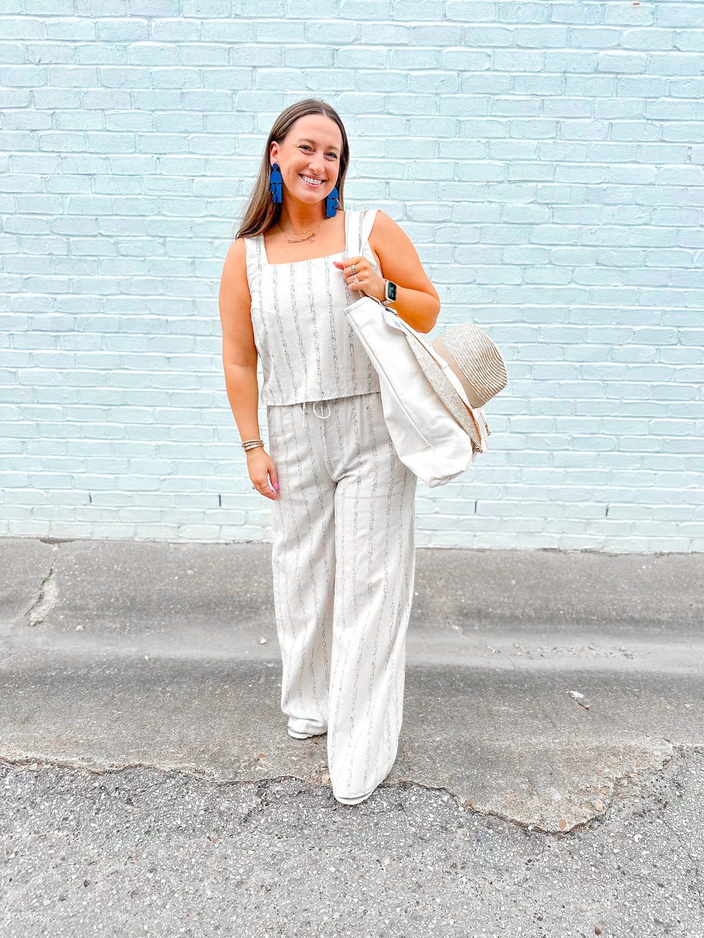Striped Linen Blend Pants