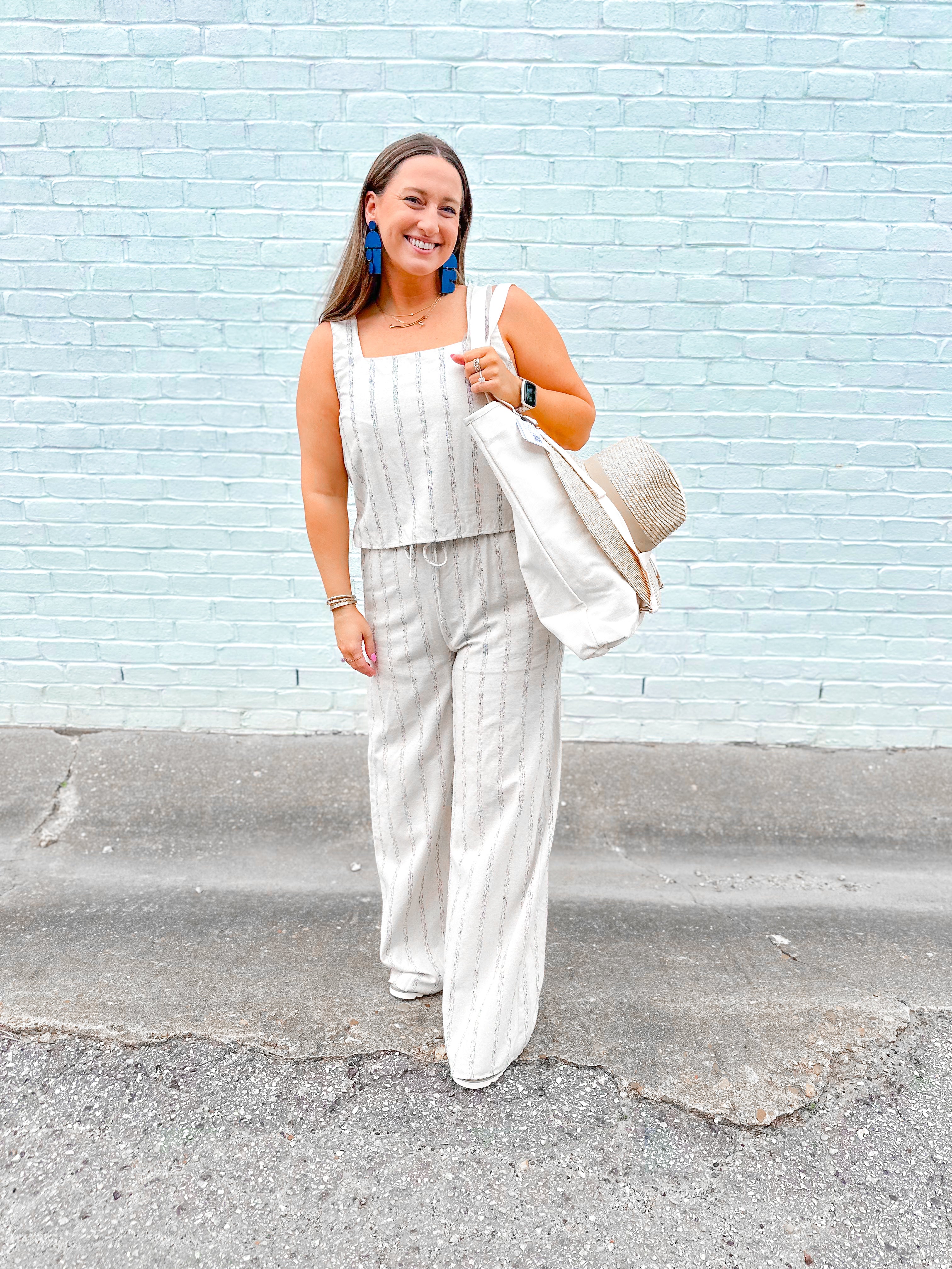 Striped Linen Blend Pants