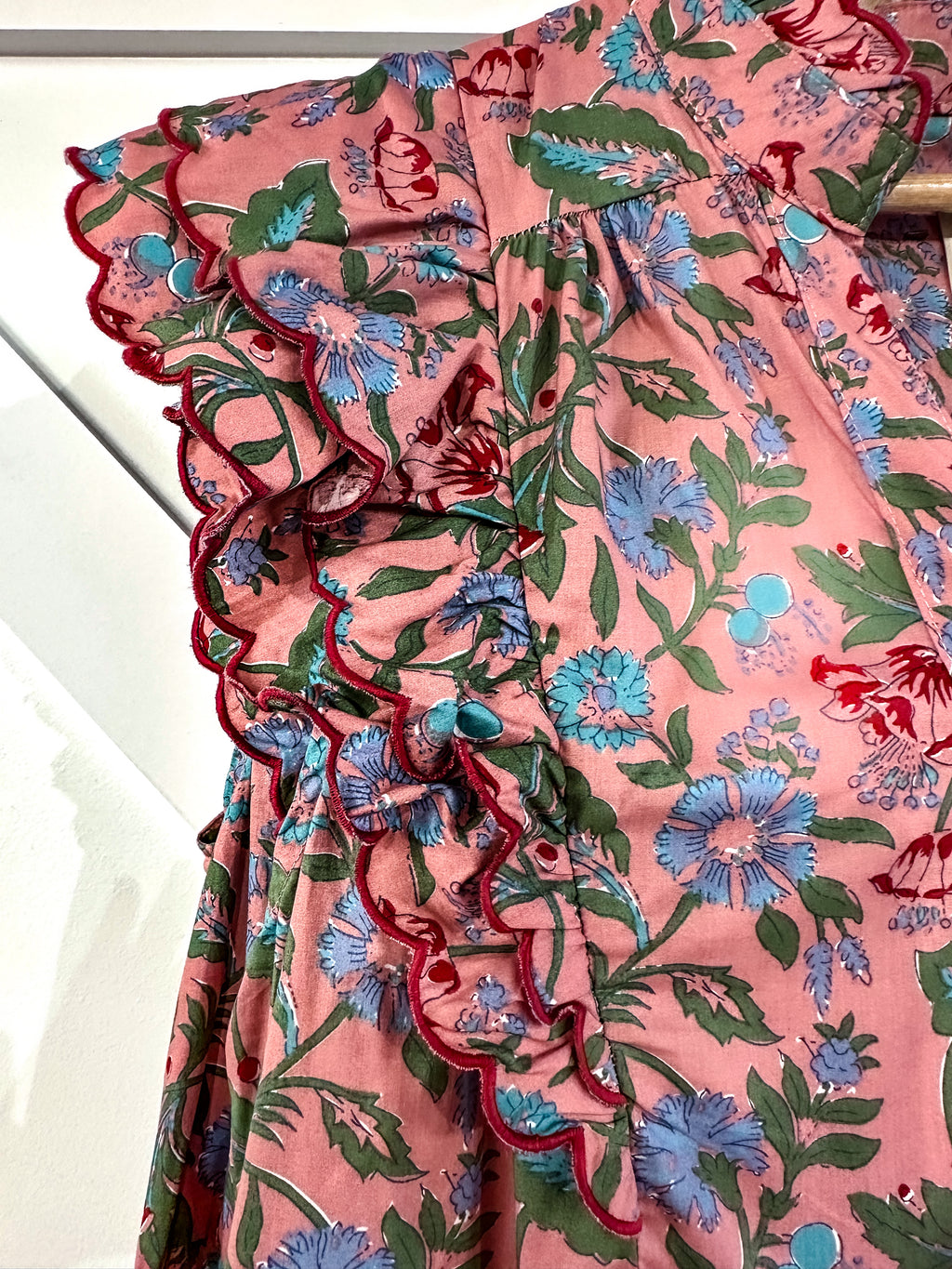 Floral Tiered Scalloped Sleeve Maxi Dress